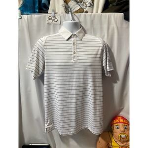 Callaway Opti-Dri Mens S Shirt Short Sleeve White Striped Athletic Polo Golf